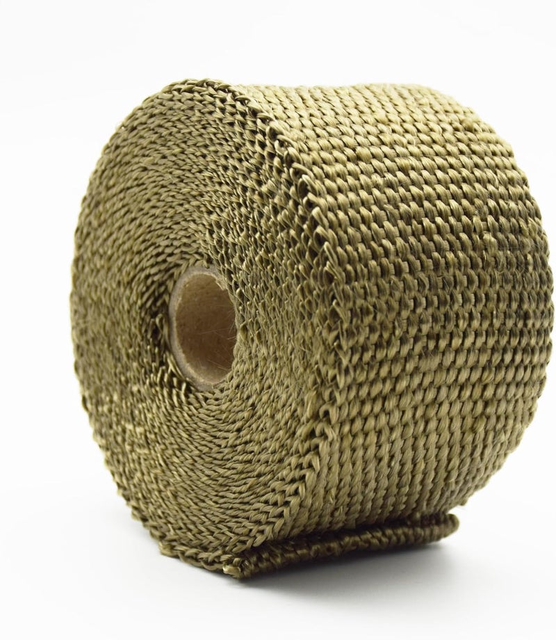 DOBTIM Fireproof Pipe Wrap Insulation 2" Wide X 16' Long, Fiberglass Heat Shield Tape Pipe Webbing for Stove Flue Protector with 2 Clamps, Titanium - Image 2